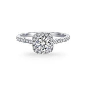 Nhẫn vàng trắng 14 K kim cương