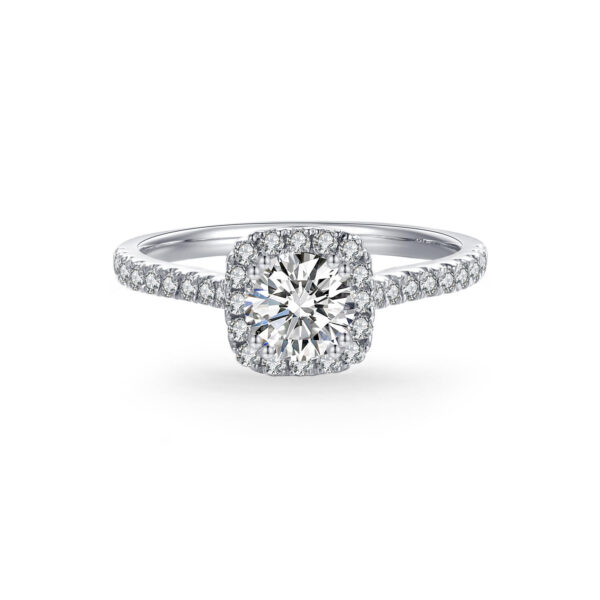 Nhẫn vàng trắng 14 K kim cương