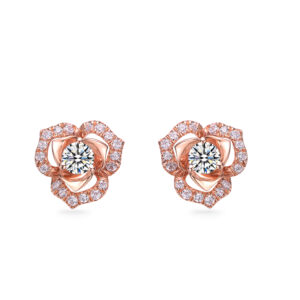 Sweet Rose Diamond Stud Earrings