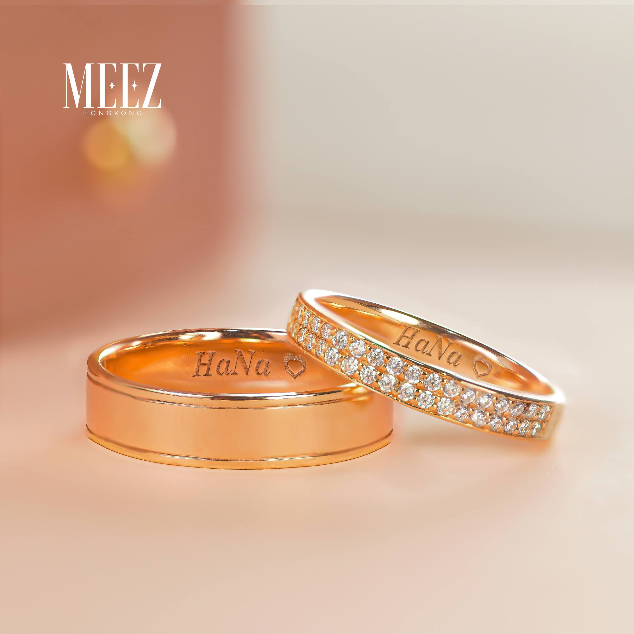 Cặp nhẫn cưới vàng 18k tình yêu vĩnh cửu trong từng chi tiết