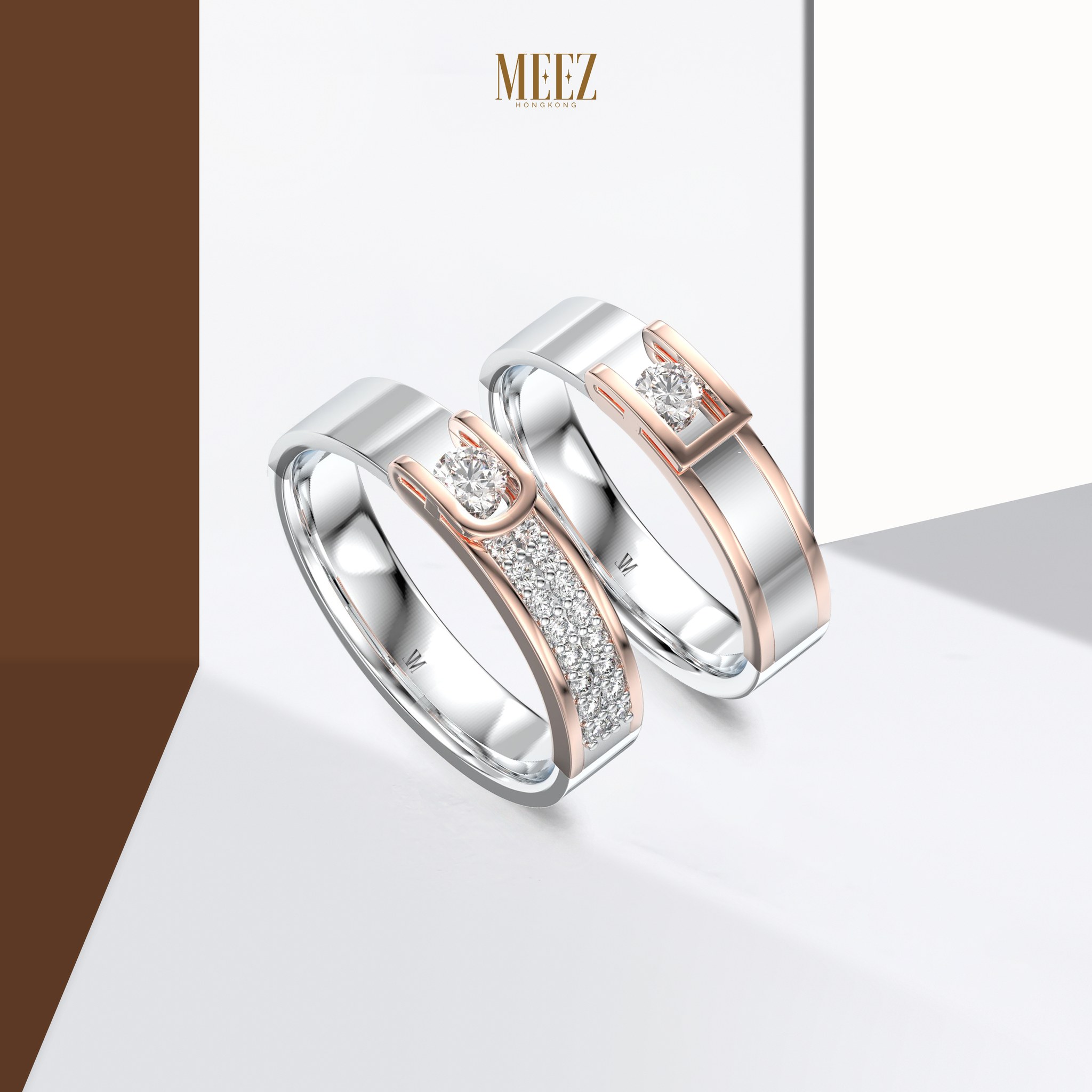 Nhẫn cưới vàng trắng 24k thiết kế sang trọng và thanh lịch