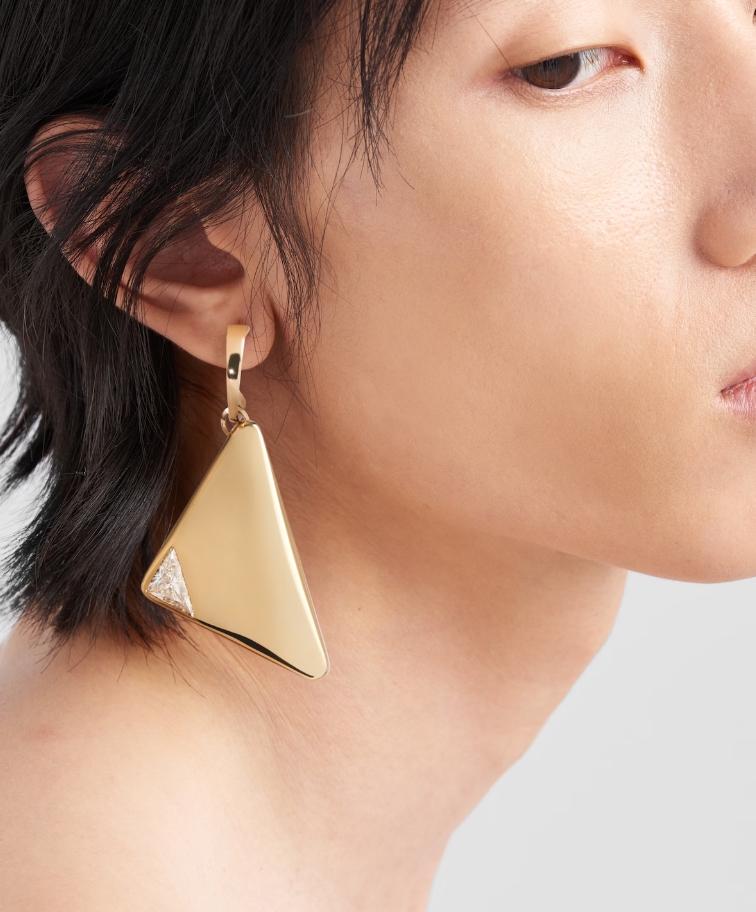 Hoa tai mặt dây chuyền đơn Eternal Gold bằng vàng vàng và kim cương nhân tạo