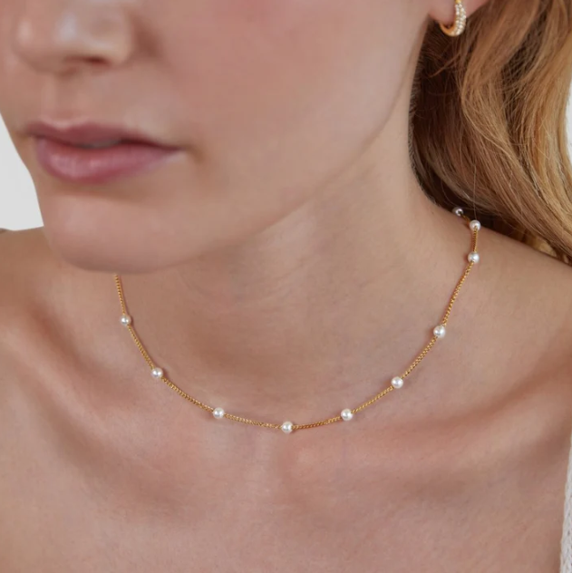 Dây chuyền ngọc trai vàng 18k đẹp sang trọng và thanh lịch 2