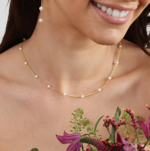 Dây chuyền ngọc trai vàng 18k đẹp sang trọng và thanh lịch 4